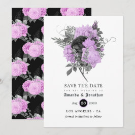 Schwarz-Lila und silberfarbene Hochzeit Save The Date