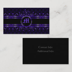 Schwarz & Lila Verziert Gothic Mit Monogramm Visitenkarte