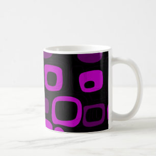 Schwarz, Lila, Violett Retro Abstrakt Kunst Tasse