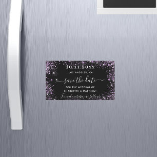 Schwarz lila violette Hochzeit speichern den Datum Magnetkarte