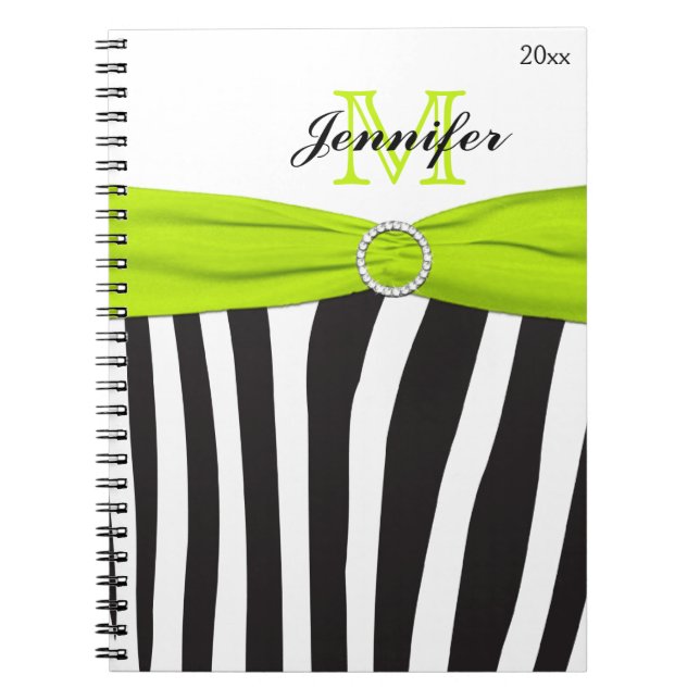 Schwarz-Limon-Weiß-Zebrastreifen-Notebook Notizblock (Vorderseite)