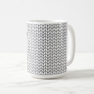 SCHWARZ LINIEN GESTRICKT Hoher Weißer Becher Kaffeetasse