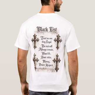 Schwarz Liste Rückenprint T-Shirt
