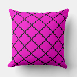 Schwarz Magenta marokkanische Quatrefolienmuster P Kissen