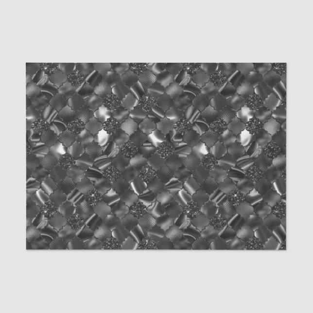 Schwarz-Marokkanisches Quatrefolienmuster Seidenpapier (Vorderseite)