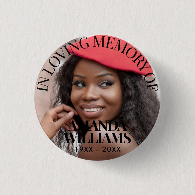 Schwarz | Memorial zum Personalisierten Foto Button (Vorderseite)
