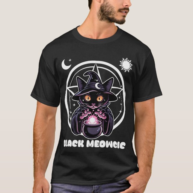 Schwarz Meowgic T-Shirt (Vorderseite)