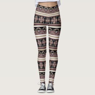 Schwarz-Mexican-Zierstreifen Leggings