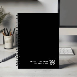 SCHWARZ Minimal Monogramm Initial CORPORATE BUSINE Notizbuch