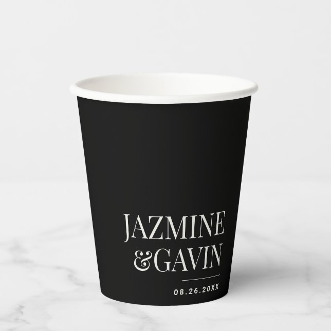 Schwarz Minimalistisch Moderne Personalisierte Hoc Pappbecher (Vorderseite)