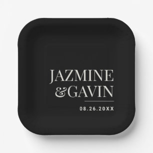 Schwarz Minimalistisch Moderne Personalisierte Hoc Pappteller