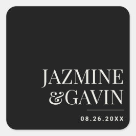 Schwarz Minimalistisch Moderne Personalisierte Hoc Quadratischer Aufkleber