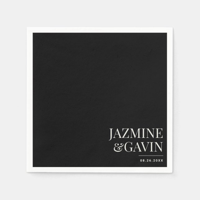 Schwarz Minimalistisch Moderne Personalisierte Hoc Serviette (Vorderseite)