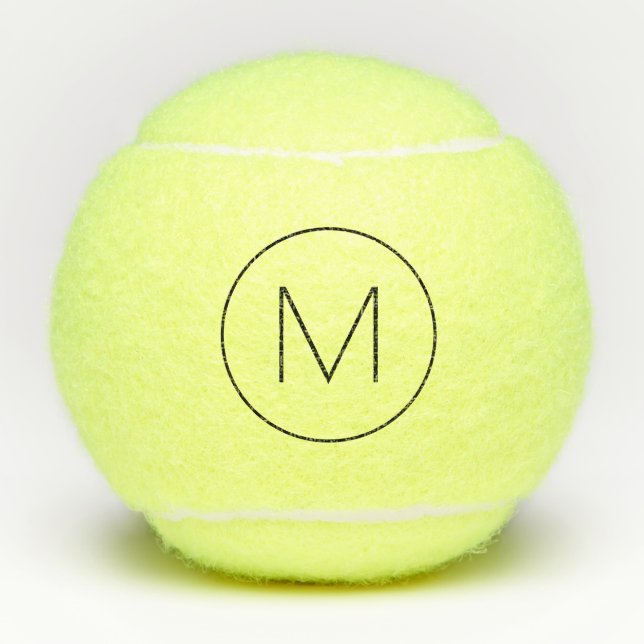 Schwarz-Minimalistisch-Moderner Schriftart-Monogra Tennisbälle (Vorderseite)