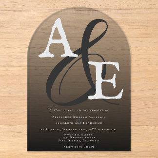 Schwarz-Minimalistisch-Monogramm-Hochzeit Acryleinladungen