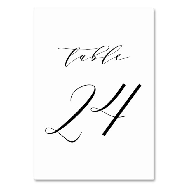 Schwarz-Minimalistisch-Script-Hochzeit-Tischnummer Tischnummer (Vorderseite)