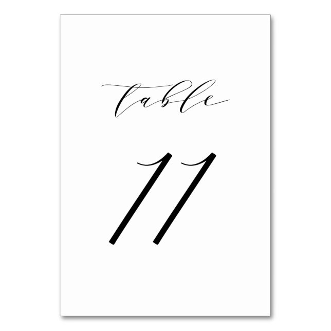 Schwarz-Minimalistisch-Script-Hochzeit-Tischnummer Tischnummer (Vorderseite)