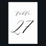 Schwarz-Minimalistisch-Script-Hochzeit-Tischnummer Tischnummer<br><div class="desc">Tabelle 27. Elegante Tischnummern mit schwarzem minimalistischem Schrift. Diese schwarz-weiße Tischnummer ist ideal für Hochzeiten,  Abschluss,  Babyduschen,  Brautpartys und andere Veranstaltungen. Weitere Nummern und Farben sind verfügbar.</div>