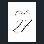 Schwarz-Minimalistisch-Script-Hochzeit-Tischnummer Tischnummer<br><div class="desc">Tabelle 27. Elegante Tischnummern mit schwarzem minimalistischem Schrift. Diese schwarz-weiße Tischnummer ist ideal für Hochzeiten,  Abschluss,  Babyduschen,  Brautpartys und andere Veranstaltungen. Weitere Nummern und Farben sind verfügbar.</div>
