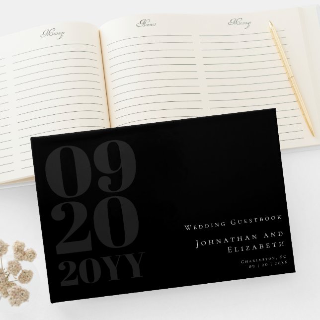 Schwarz Minimalistische fette Art Wedding Gästebuch (InSitu)