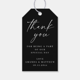Schwarz Minimalistische Hochzeit danke. Elegantes  Geschenkanhänger