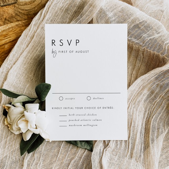Schwarz Minimalistisches handgeschriebenes Skript  RSVP Karte (This minimalist wedding RSVP card combines clean typography with minimalist handwritten script.)