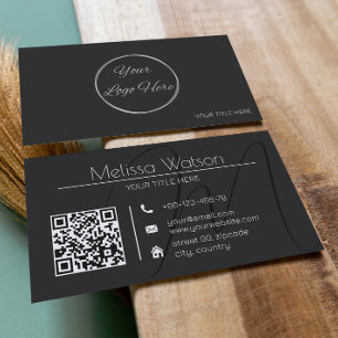 Schwarz minimalmodern mit Logo Visitenkarte