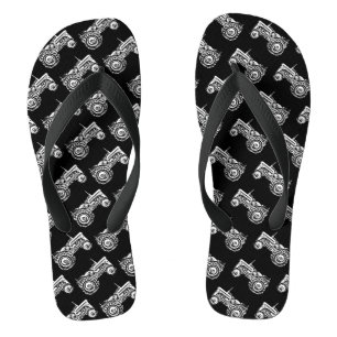 schwarz mit alten grauen Massey-Fergison-Traktoren Flip Flops