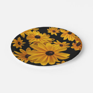 Schwarz-mit Augen gelbe Blume Susans 7 Pappteller