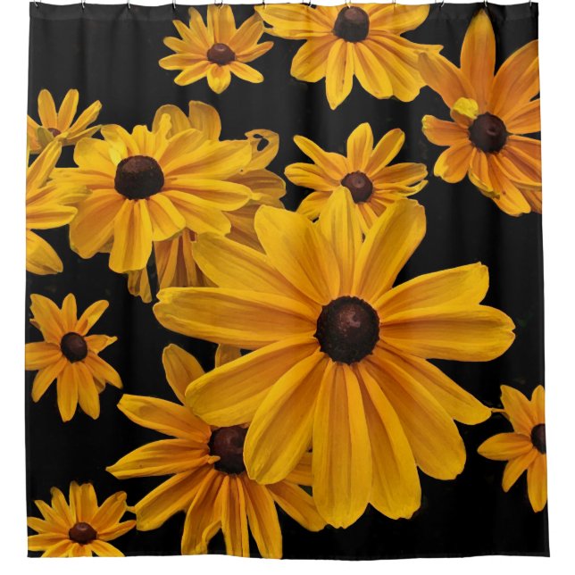 Schwarz-mit Augen Susan Blume Blumenduschvorhang Duschvorhang (Vorderseite)