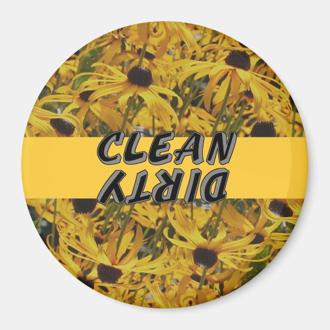 Schwarz Mit Augen Susan Blume Geschirrspülmaschine Magnet (Vorne)