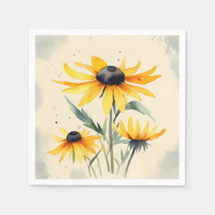 Schwarz-Mit Augen Susan-Blume Serviette