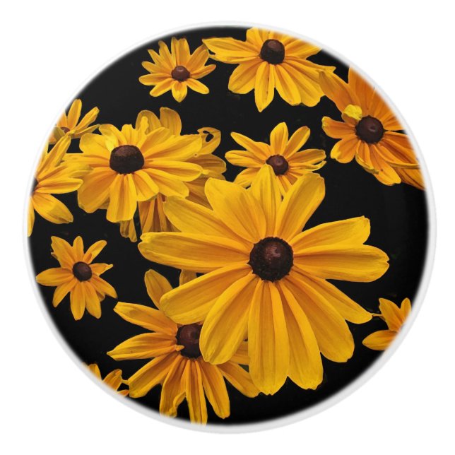 Schwarz-mit Augen Susan-Blumen-BlumenKeramik-Griff Keramikknauf (Vorderseite)