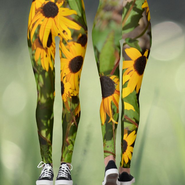 Schwarz-Mit Augen Susan Bold floral Botanisch Leggings (Von Creator hochgeladen)
