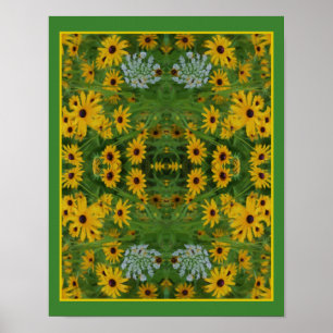 Schwarz Mit Augen Susan Daisy Blume Malerei Abstra Poster