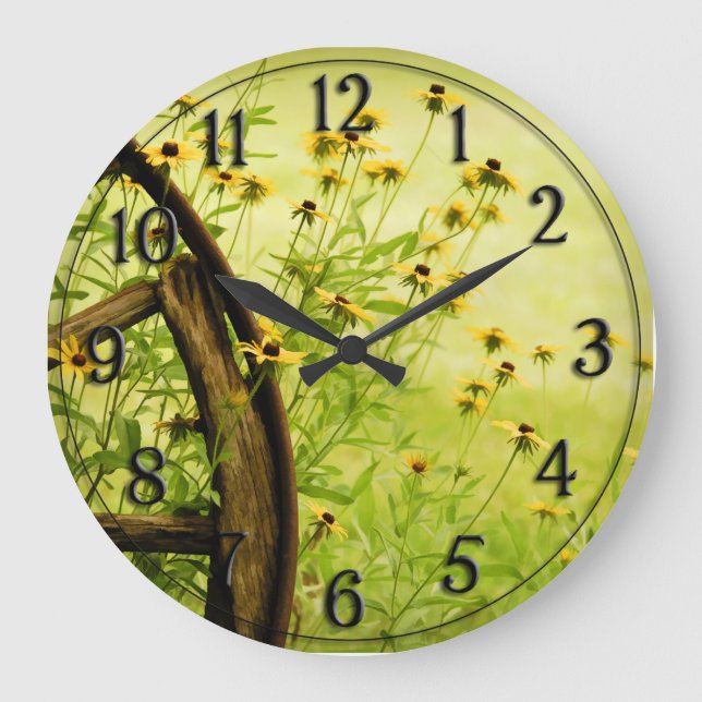 Schwarz-Mit Augen Susan- und Lastwagen-Rad-Foto Große Wanduhr (Vorderseite)