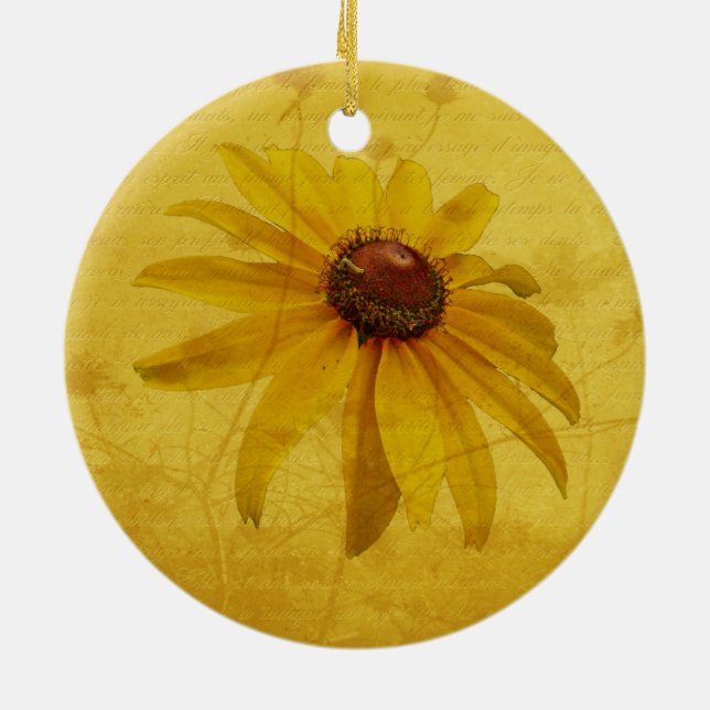 Schwarz-Mit Augen Susan-Wildblume Keramik Ornament (Hinten)
