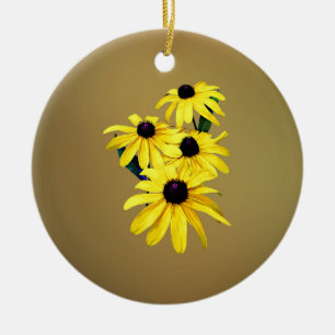 Schwarz-Mit Augen Susans in einer Reihe Keramik Ornament