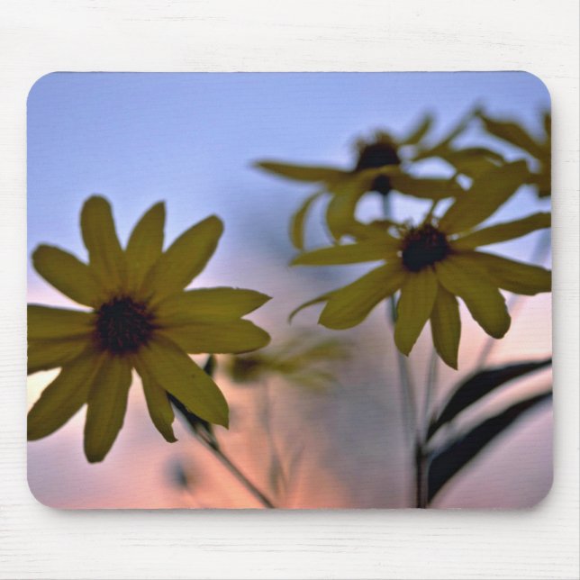 Schwarz-mit Augen Susans Weiß-Blumen Mousepad (Vorne)
