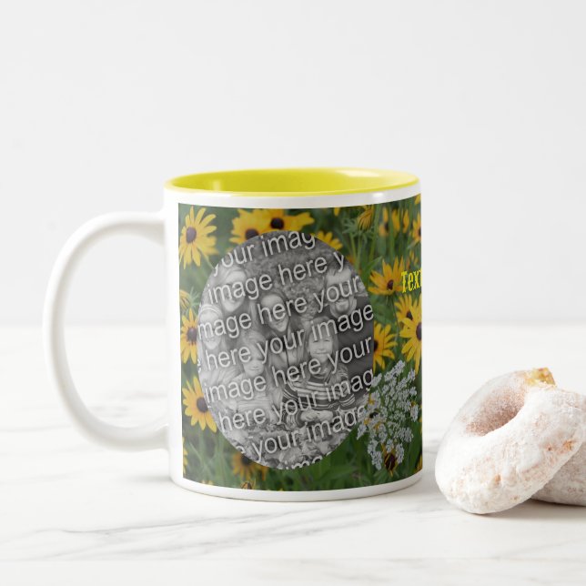 Schwarz Mit Augen Suspensionsfeldrahmen Foto hinzu Zweifarbige Tasse (Mit Donut)