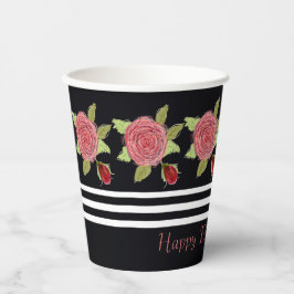 Schwarz mit Blumen Pappbecher