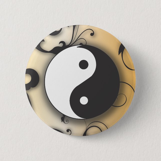 Schwarz mit Bronze Yin & Yang mit Rollen Button (Vorderseite)