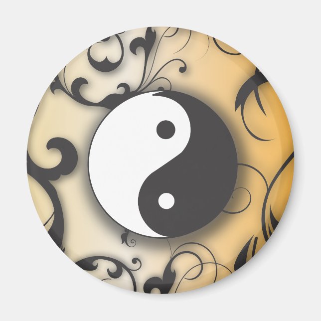Schwarz mit Bronze Yin & Yang mit Rollen Magnet (Vorne)