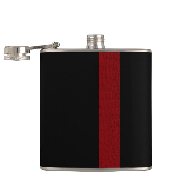 Schwarz mit Burgandy Strip Flask Flachmann (Geöffnet)