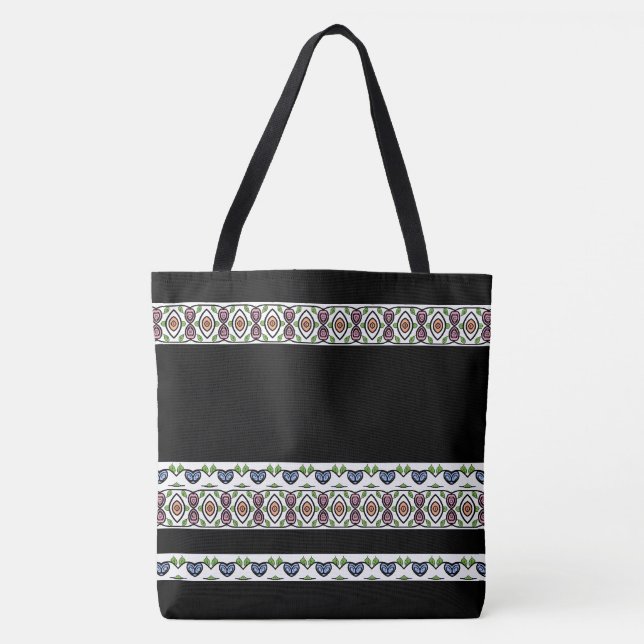 Schwarz mit farbigen Mustern Tasche (Vorderseite)