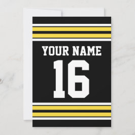 Schwarz mit gelben weißen Streifen Team Jersey Einladung