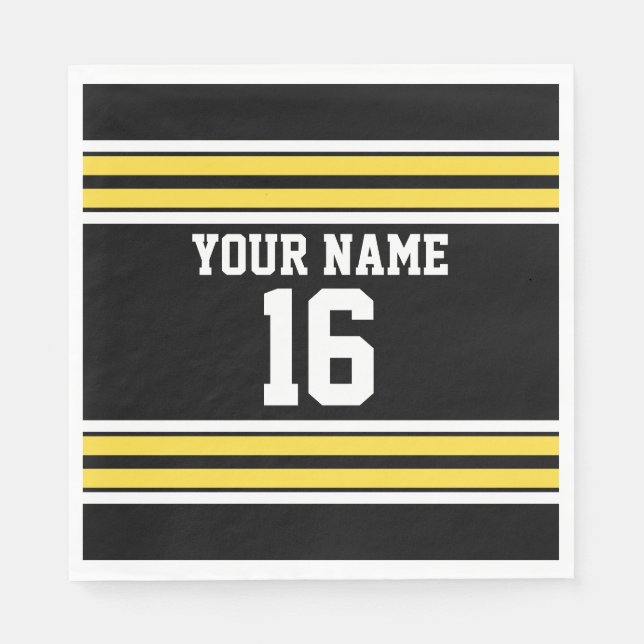 Schwarz mit gelben weißen Streifen Team Jersey Serviette (Vorderseite)