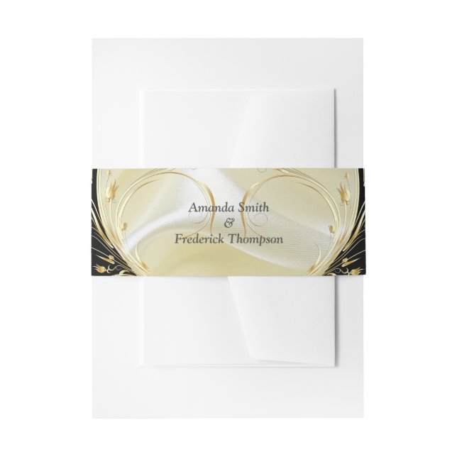 Schwarz mit Gold auf Champagner Silk Envelope Band (Vorderseite Beispiel)