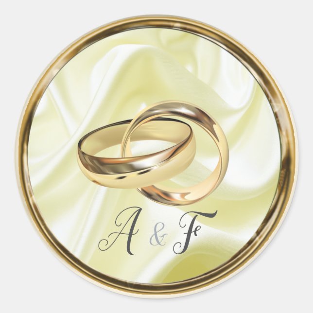 Schwarz mit Gold auf Champagnerseide Runder Aufkleber (Vorderseite)