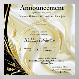 Schwarz mit Gold auf Seidenstruktur Poster